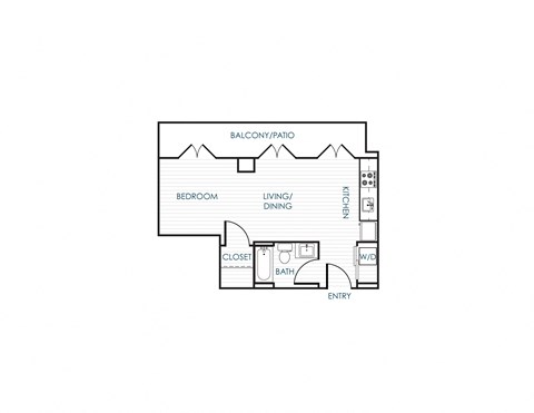 Floor plan for studio, 1 bath, 520 sqft